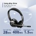 Arrow cat Headphones Wireless Headset with AI Noise Cancelling Mic, V5.2 Hands-Free On Ear Headphone, USB Dongle, Mute Button, 26hrs Talk Time, Type-C Charging, for PC/Laptop/Smartphone