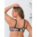 Prettymoon Women's Plus Elegant Bra, Plus Size Colorblock Floral Print Bow Decor Molded Cup Underwire Bra XL