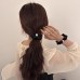 Thewe Minimalist sense of black large intestinal ring hair band imitation pearl headband high elasticity tie ponytail leather band temperament hair rope female hair accessories hair band 2pcs