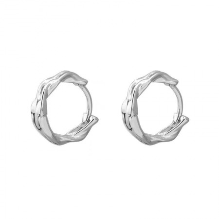 Timelf Earrings female niche design personalized irregular plain hoop earrings earrings with buckle 2pcs