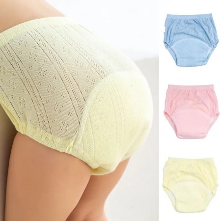 Youth count Baby diapers 3pcs Solid Color Breathable Cotton Gauze Four Seasons Baby Cloth Diapers Baby Training Pants, Children's Diaper Pants, Washable Diaper Pants