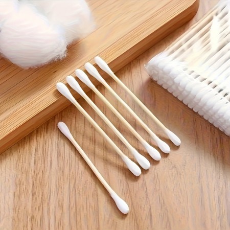 Dr Ngan Sik Cotton sticks for medical purposes 100pcs Cotton Swabs Wooden Sticks Double Head Disposable Hygiene Cotton Buds For Makeup Removal Ear Cleaning & Beauty Use