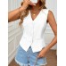 White tree Elegant Vests Sleeveless Blazer Vest for Women - Chic V-Neck, Lightweight & Versatile with Faux Pockets M