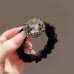 Goday Rhinestone head flower new headband hair tie hair band female senior sense leather band high elasticity durable hair rope