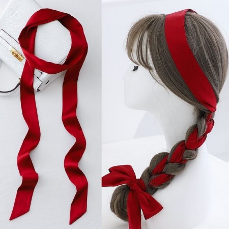 The fox Red Ribbon Hair Tie Hair Braiding Long Small Scarf Women Tie Headband Tie Bags Ribbon Ribbon