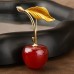 Wind Leaves Red cherry brooch female fruit cherry corsage fashion light luxury sweet personality pin suit gift accessories brooch