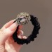 Goday Rhinestone head flower new headband hair tie hair band female senior sense leather band high elasticity durable hair rope