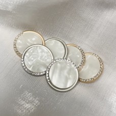 The fox Temperament wind white round alloy diamonds models coat decorative buttons clothes buckle 30pcs