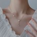 Sweet Pomelo Sterling silver simple temperament flash diamond butterfly tassel necklace female tide light luxury senior sense pearl collarbone chain