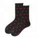 Yesangle 1 Pair Men's Socks, Black with Red Hearts, Mid-Calf Length, Knit Fabric, Spandex Blend, Polyester, Hand Wash or Dry Clean