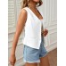 White tree Elegant Vests Sleeveless Blazer Vest for Women - Chic V-Neck, Lightweight & Versatile with Faux Pockets M