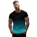 Arrowtiger Sports shirts Gradient Geometric Pattern 3D Print For Men, Casual Creative Sleeve Top, Men's Clothing For Summer Street Wear M