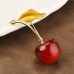 Wind Leaves Red cherry brooch female fruit cherry corsage fashion light luxury sweet personality pin suit gift accessories brooch