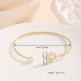 Queensay Flower Bouquet Ribbon Hundred Women's Hand Jewelry Copper with Zirconia Open Adjustable Bracelet