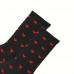 Yesangle 1 Pair Men's Socks, Black with Red Hearts, Mid-Calf Length, Knit Fabric, Spandex Blend, Polyester, Hand Wash or Dry Clean