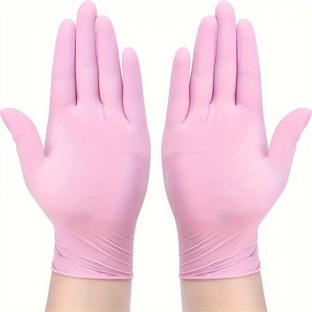 AgetreeMedical gloves Disposable Gloves Ding Qing Pink High Elastic English Protective Rubber Nitrile Gloves 30pcs