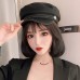 Lifesay Female short hair net red long straight hair navy cap wig one piece fashion wig cap