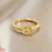 Meking Small square candy citrine diamond ring women niche design ins style finger jewelry