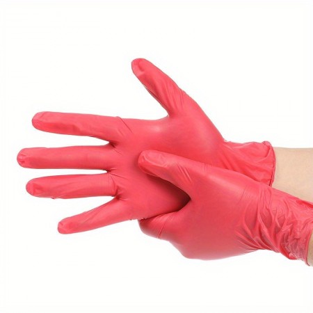 Arctic garden Medical gloves Red Nitrile Gloves Disposable Waterproof Nitrile Gloves Food Processing Household Cleaning Tattoo Hairdressing Tools 30pcs