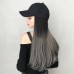 Thewe Trendy cap wig one-piece gradient picking long curly hair duck tongue cap long hair slightly curled netroots fashion wig wig cap