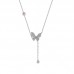 Sweet Pomelo Sterling silver simple temperament flash diamond butterfly tassel necklace female tide light luxury senior sense pearl collarbone chain