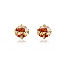 Uknow Citrine gemstone earrings simple four claws small square light luxury models of female jewelry 2pcs