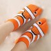 Oxryal Clownfish Design Two-Toe Split Socks - 1 Pair Pack, Cotton Blend (98% Cotton, 2% Polyester), Machine-Washable, Knit Fabric, Solid Color Comfort Fit Unisex Ankle Socks