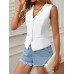 White tree Elegant Vests Sleeveless Blazer Vest for Women - Chic V-Neck, Lightweight & Versatile with Faux Pockets M