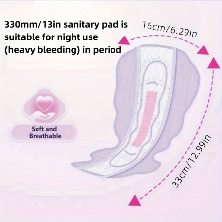 Green Canyon Sanitary towels Ultra-Thin Nighttime Sanitary Pads For Women, 6/12X10pcs, 13" Long - Super Absorbent, Leak-Proof, Comfort Fit Feminine Hygiene Napkins For Home & Travel