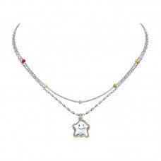  Searose Smiley Land Collection Colorful Beaded Stacking Necklace Women Summer Dopamine Double Layer Necklace