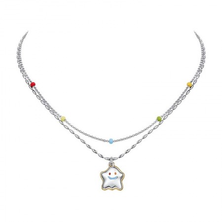  Searose Smiley Land Collection Colorful Beaded Stacking Necklace Women Summer Dopamine Double Layer Necklace