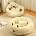 Mythoney Pet cushions Alpaca-Shaped Pet Bed, Soft and Cozy Removable Polyester Cat & Dog Sofa, Round Non-Skid Bottom Pet Lounger, Ideal for Extra Small to Small Breeds, Cartoon Pattern, Polypropylene Filled - Beige