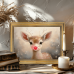 Sapdeland Picture Frames Vintage Adorable Reindeer with Red Nose, Perfect for Christmas Holiday Decorations - 29.97cm X 39.88cm Artwork for Living Room Walls