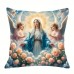 Onever Cushions Fastest Religious-Themed Short Plush Throw Pillow Cover, 45.72x45.72 cm, Angelic & Floral Design, Machine Washable, Zippered Polyester 