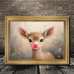 Sapdeland Picture Frames Vintage Adorable Reindeer with Red Nose, Perfect for Christmas Holiday Decorations - 29.97cm X 39.88cm Artwork for Living Room Walls