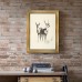 Mythoney Picture Frames Vintage Deer Sketch Art Set - 1pc Golden Framed Canvas Print, Antique Style Ink Drawing Wall Art for Home & Living Room Decor, 29.97cm x 39.88cm