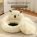 Mythoney Pet cushions Alpaca-Shaped Pet Bed, Soft and Cozy Removable Polyester Cat & Dog Sofa, Round Non-Skid Bottom Pet Lounger, Ideal for Extra Small to Small Breeds, Cartoon Pattern, Polypropylene Filled - Beige