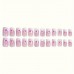 Friend cat Artificial fingernails Elegant Pink Floral Gradient Press-On Nails Set - Glossy Short Square False Nails with Sparkling Accents, Includes Jelly Glue & Nail File - Ideal for Women and Girls, Cute Nails 24pcs 