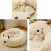 Mythoney Pet cushions Alpaca-Shaped Pet Bed, Soft and Cozy Removable Polyester Cat & Dog Sofa, Round Non-Skid Bottom Pet Lounger, Ideal for Extra Small to Small Breeds, Cartoon Pattern, Polypropylene Filled - Beige